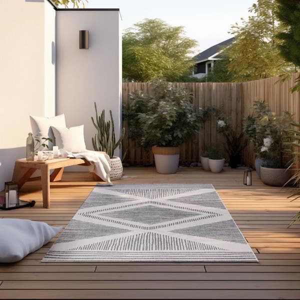 Hanse Home Reversible Indoor & Outdoor Grey Rug – Rhombus Design