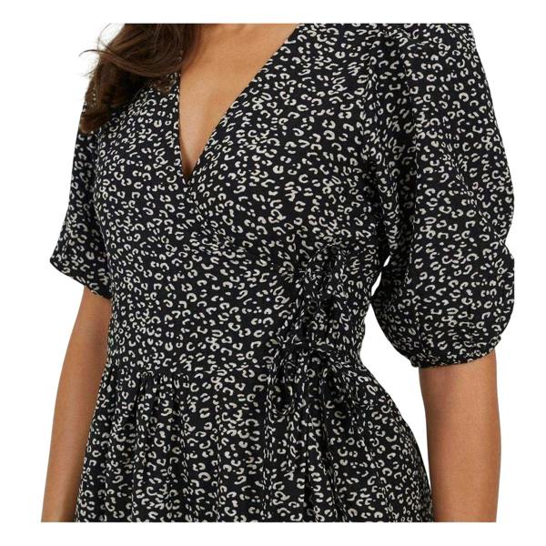 Brave Soul Womens/Ladies Puff Sleeve Wrap Dress - Black/White - 