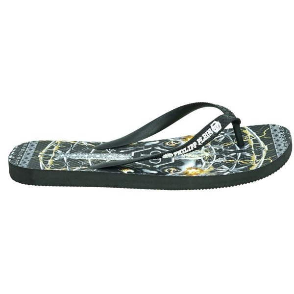 Philipp Plein Sword Logo Flip Flops - Black