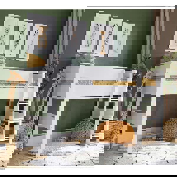 Mid sleeper bed frame in a modernly decorated bed room.