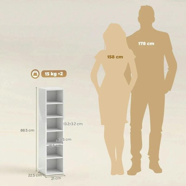 Bobobiy Set of 2 CD Media Display Shelf Unit Tower Rack with Adjustable Shelves, High Gloss White
