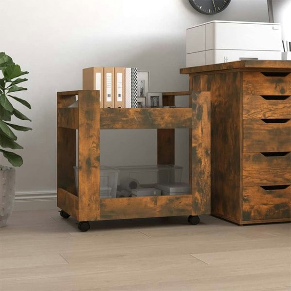 Berkfield Desk Trolley Smoked Oak 60x45x60 cm Engineered Wood