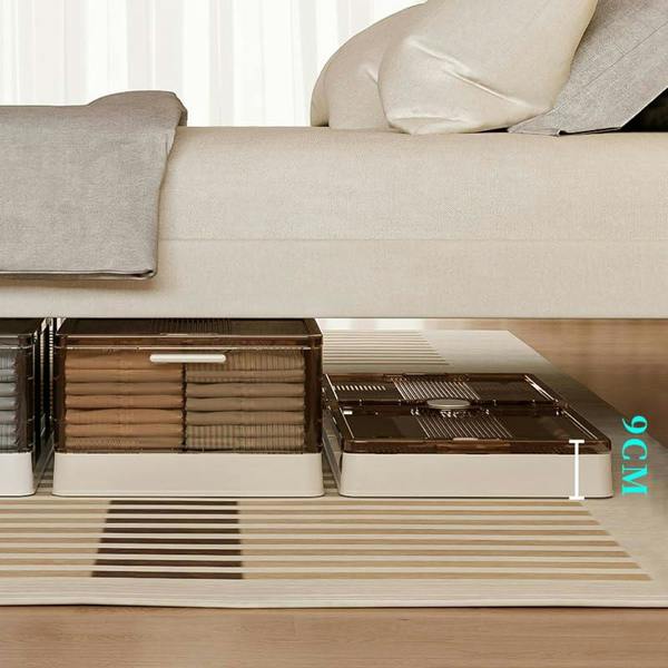 HYGRAD BUILT TO SURVIVE Large Under Bed Storage Boxes Slim Organiser Box With Lids Wheels Slide Out Smart Stackable Storage Boxes 82cm x 40cm x 20cm