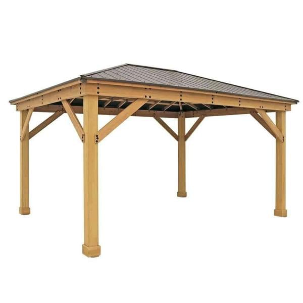 Yardistry Wooden Gazebo 12ft x 16ft (3.7m x 4.9m), Meridian Series 3.7m x 4.9m Wooden Gazebo 9