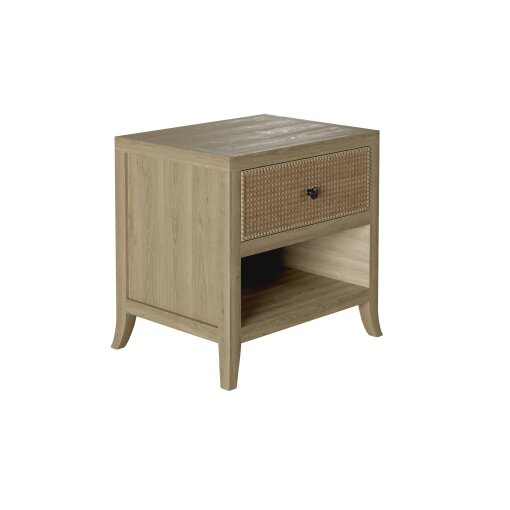 Wyld Haus Argentina Natural Oak and Rattan One Drawer Bedside Table