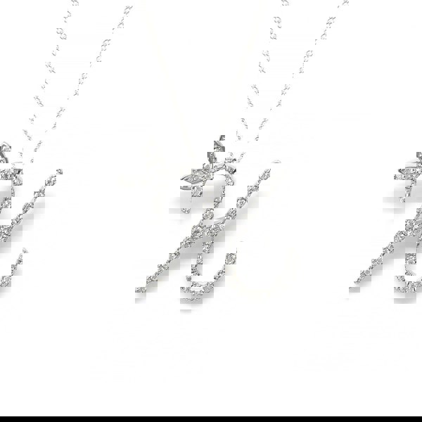 Say It With 1 Inch Winged Full CZ Stones Initial Necklace - Sterling Silver