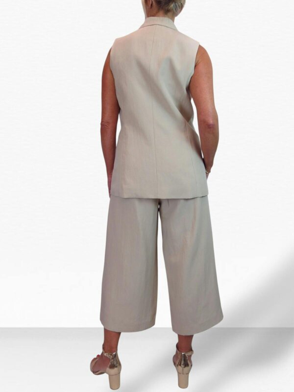 Paulo Due Women's 2 Piece Suit Linen Look Set - Sleeveless Tailored Waistcoat & Cropped Wide Leg Trousers