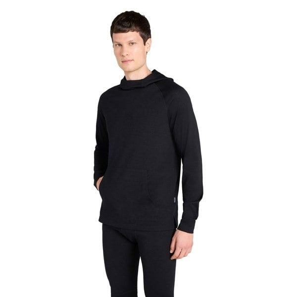 Animal Mens Merino Wool Hoodie - Black