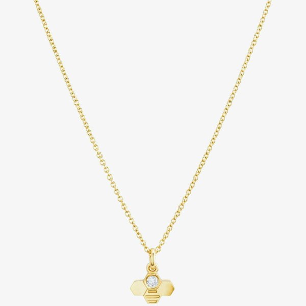 T. H. Baker Yellow Gold Plated Cubic Zirconia Tiny Bee Pendant Necklace BP1-YGP-CZ