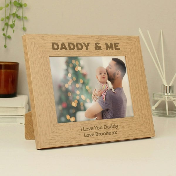 Personalised Memento Company Personalised Daddy & Me 5x7 Landscape Oak Finish Photo Frame