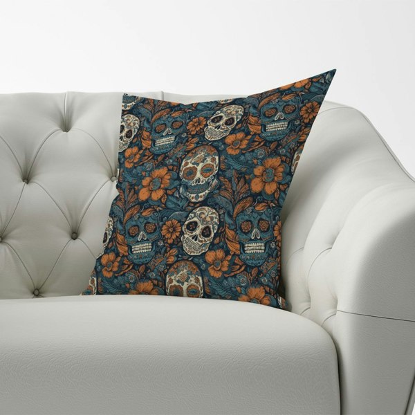 Warren Reed Dia De Los Muertos Skulls Pattern Cushions