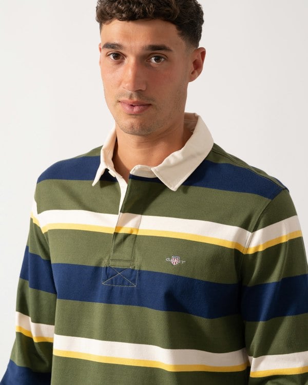 GANT Mens Striped Heavy Rugger - 360 Country Green