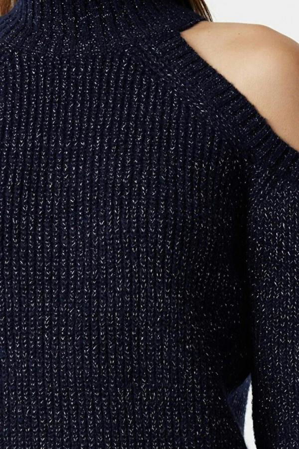 WOVCOR Glittery Knit Sweater with Cut-Out Detail