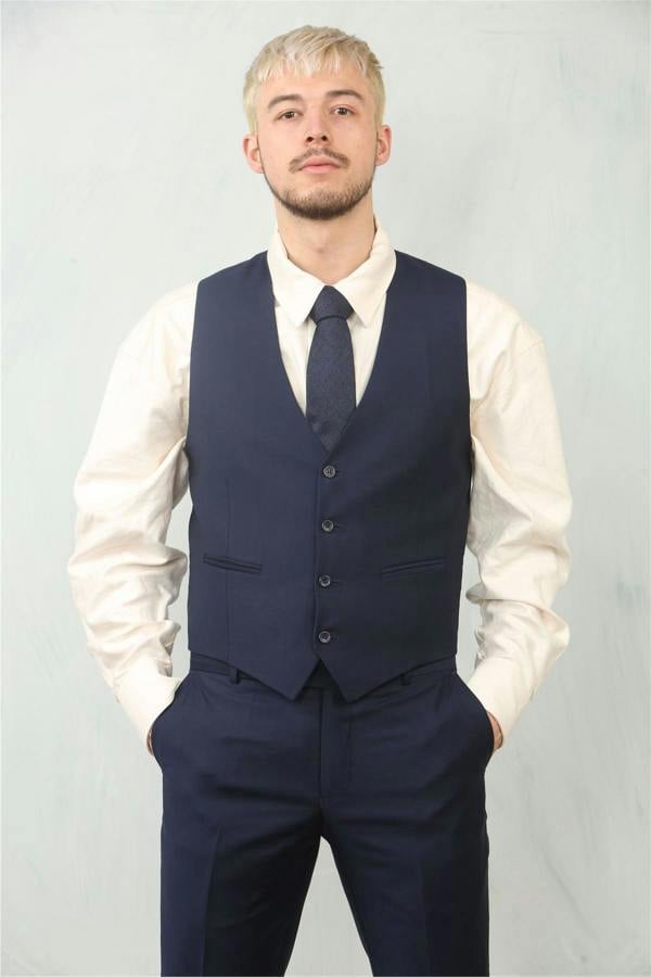 Infinity Leather Men's Navy 3 Piece Formal Classic Prom Suit Workwear