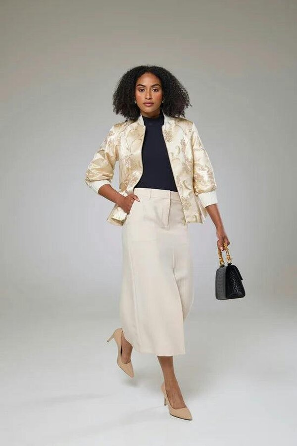 Lioness by TF Ivory Shimmery Flora Fitted Jacket Blouse