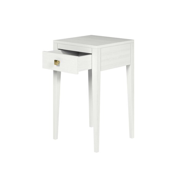 Wyld Haus Moscow White Wood Grain 1 Drawer Bedside Table