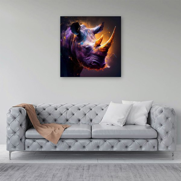 Warren Reed Golden Rhino Face Splash Art Canvas