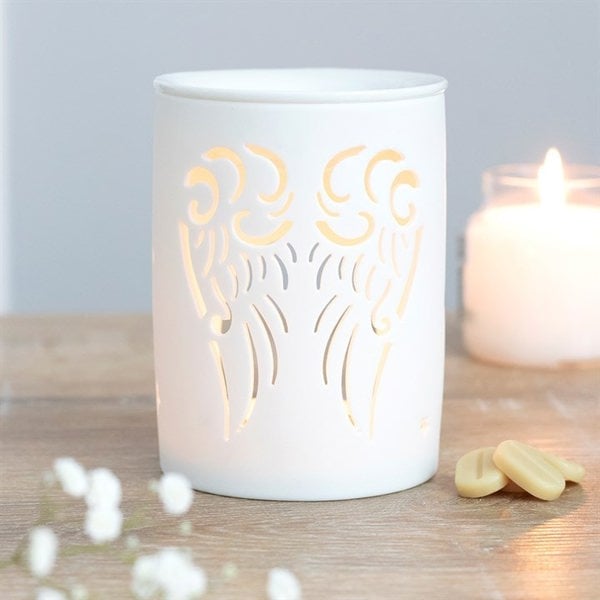 Serano White Angel Wings Cut Out Oil Burner