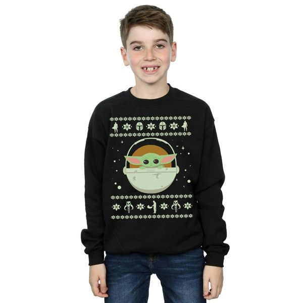 Star Wars Boys The Mandalorian The Child Christmas Sweatshirt - Black