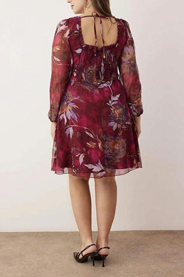 WOVCOR Chiffon Mini Woven Plus Size Dress