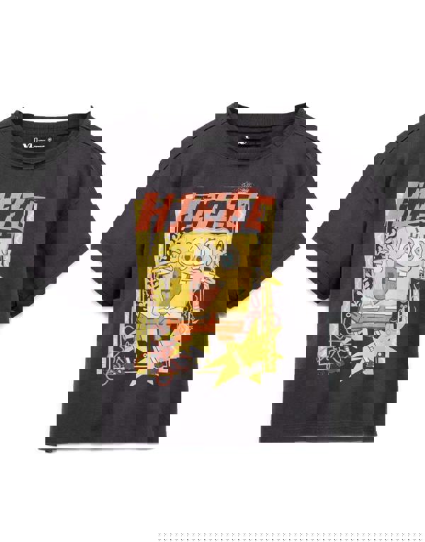 SpongeBob SquarePants Womens Grey Character Cropped Short Sleeved T-Shirt