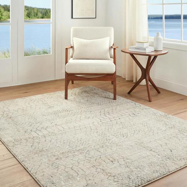 Livabliss Nathan-Modern Grey Beige Brown Graphic Fringe Rug