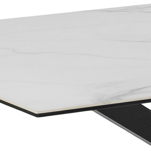 Wyld Haus Perth 160cm 6 Seater White Ceramic Dining Table Industrial Black Metal Legs