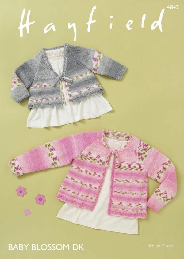 Hayfield Blossom DK Knitting Pattern 4842, Cardigans for Baby, Kids, Birth - 7 Years - Advanced