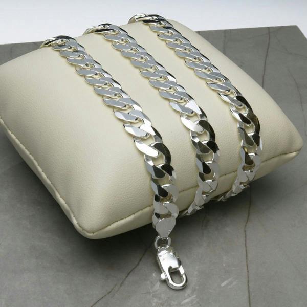 Sterling Silver 8mm Mens Curb Chain - Love Silver Jewellery