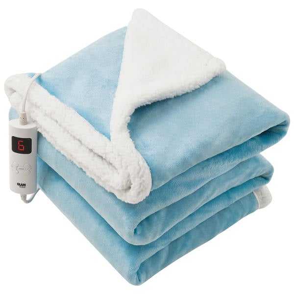 GlamHaus Heated Throw Electric Fleece Over Blanket Sofa Bed Large 160 X 130cm Aquamarine