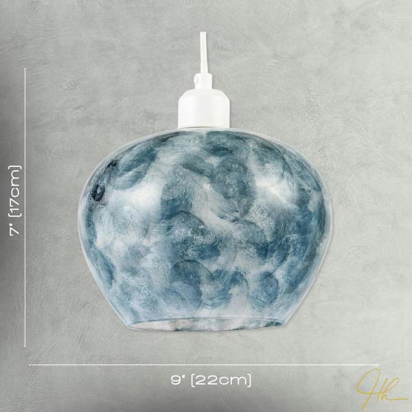 Chic Steel Blue and Silver Glass Pendant Shade with Swirl Brush Style Image 7