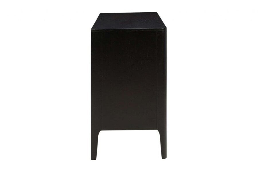 Wyld Haus Modena Large Black Wood Ribbed Storage Sideboard