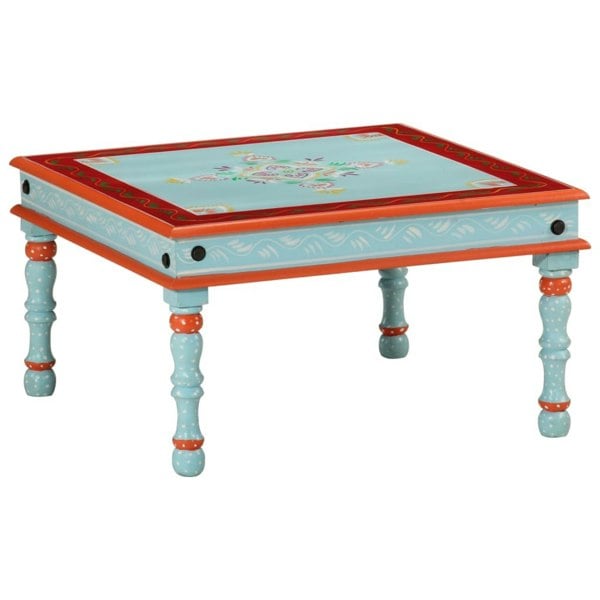 Berkfield Coffee Table Blue Hand Painted Solid Wood Mango