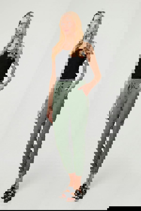 Khaki | High Waist Slim Fit Cropped Cargo Pants
