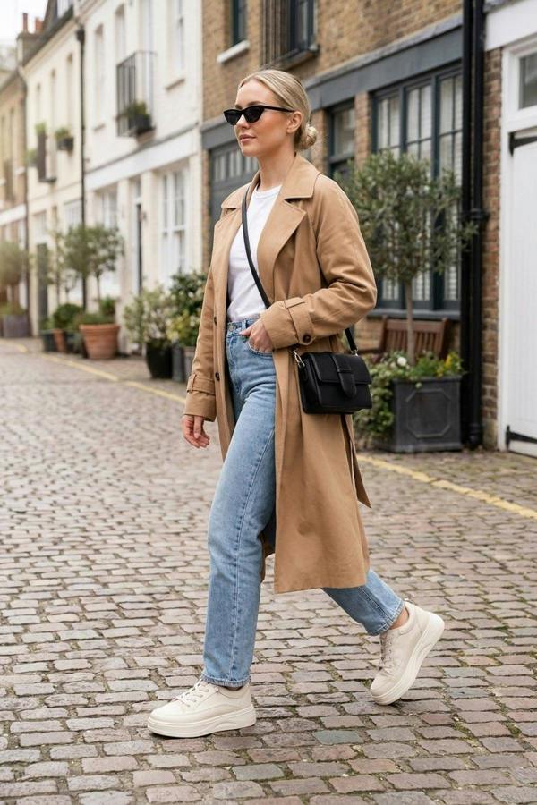 Constance Chunky Sole Lace Up Trainers - Beige