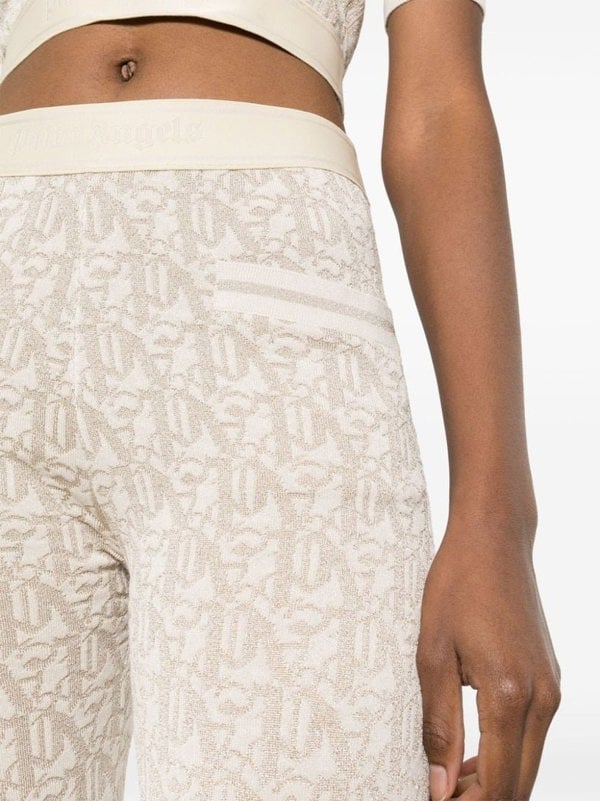 Palm Angels Monogram Jacquard Knitted Trousers Beige - Supplied FashionPALM ANGELS