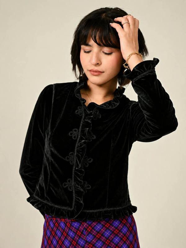 Rose & Nancy Adeline Velvet Military Jacket