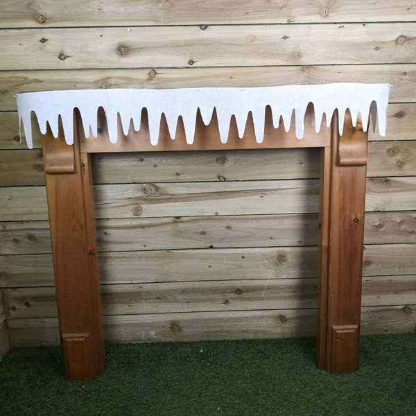 Samuel Alexander Premier White Felt 18cm x 240cm Decorative Glitter Christmas Icicle Fringe Wall Fireplace Decoration