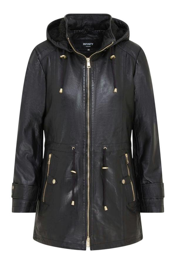 Infinity Leather Women's Leather Parka Detachable Borg Hooded Trench Coat - Trekker
