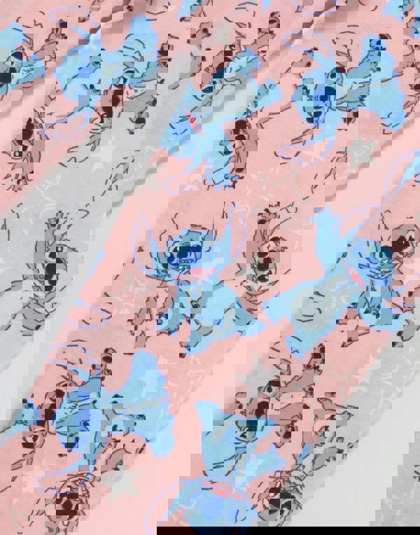 Lilo & Stitch Girls Pink Character Long Sleeve Long Leg Pyjama and Jumper 3 Piece Set