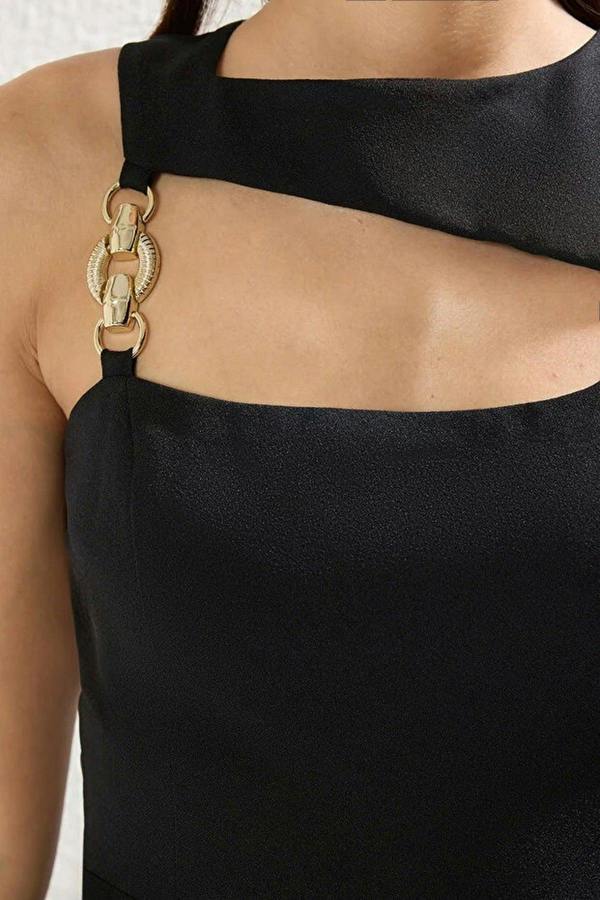 WOVCOR Woven Jumpsuit with Chain Accessory Detail