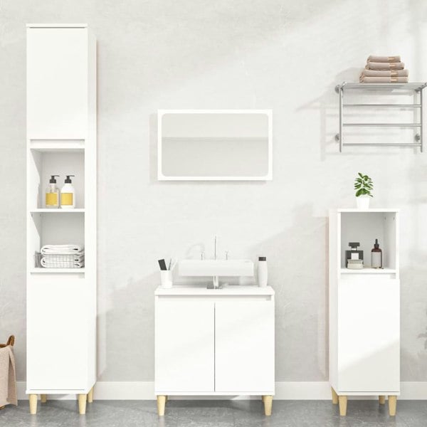 Berkfield 3 Piece Bathroom Furniture Set White Engineered Wood