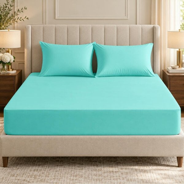 Night Zone 200 Thread Count Egyptian Cotton Extra Deep Fitted Sheet 40cm – Soft Breathable Bed Sheet
