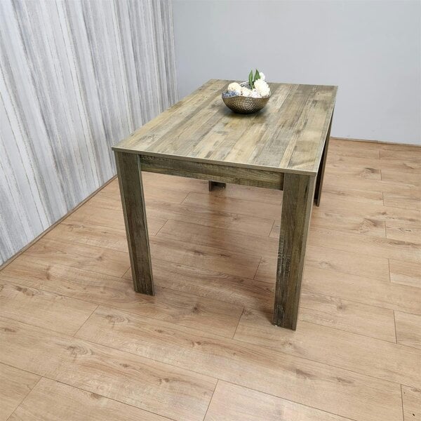 Kosy Koala Dining Table Brown Rustic Wood Effect, Place for 6 Seats for Kitchen, Office