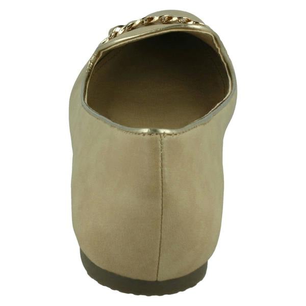 Spot On Ladies Spot On Chain Trim Flat Ballerina Shoes F80015