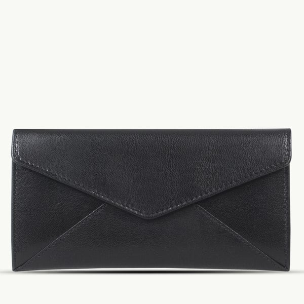 Assots London 'PRESTON' Black Trifold Vegetable Tanned Real Leather Purse
