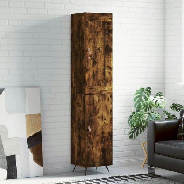 Berkfield Highboard Smoked Oak 34.5x34x180 cm Engineered Wood