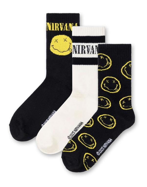 Nirvana Mens Multicoloured Logo 3 Pack Calf Socks Set of 3