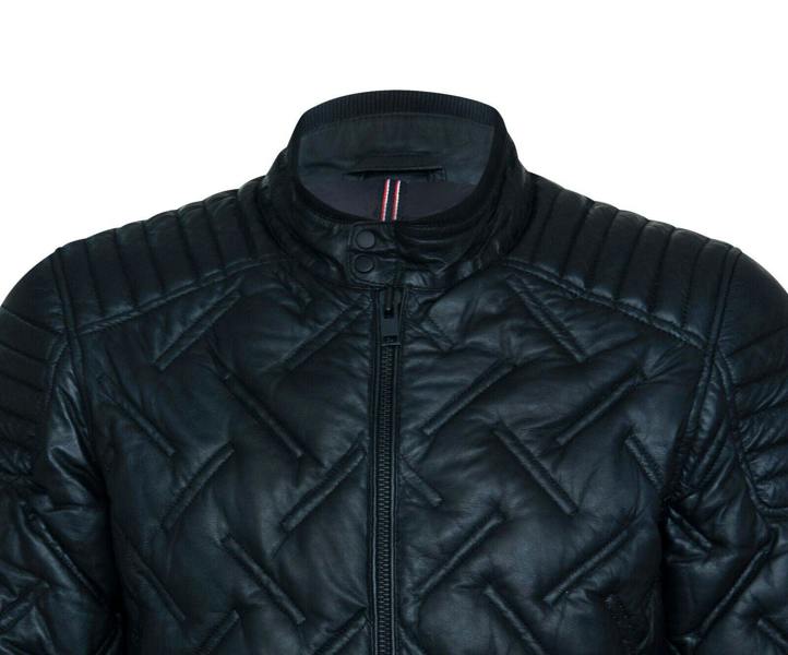 Infinity Leather Men's Black Leather Quilted Biker Jacket - Manaus