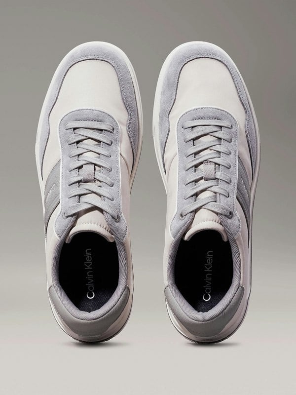 Calvin Klein LOW TOP LACE UP MIX Mens Trainers Light Grey/Granite Road